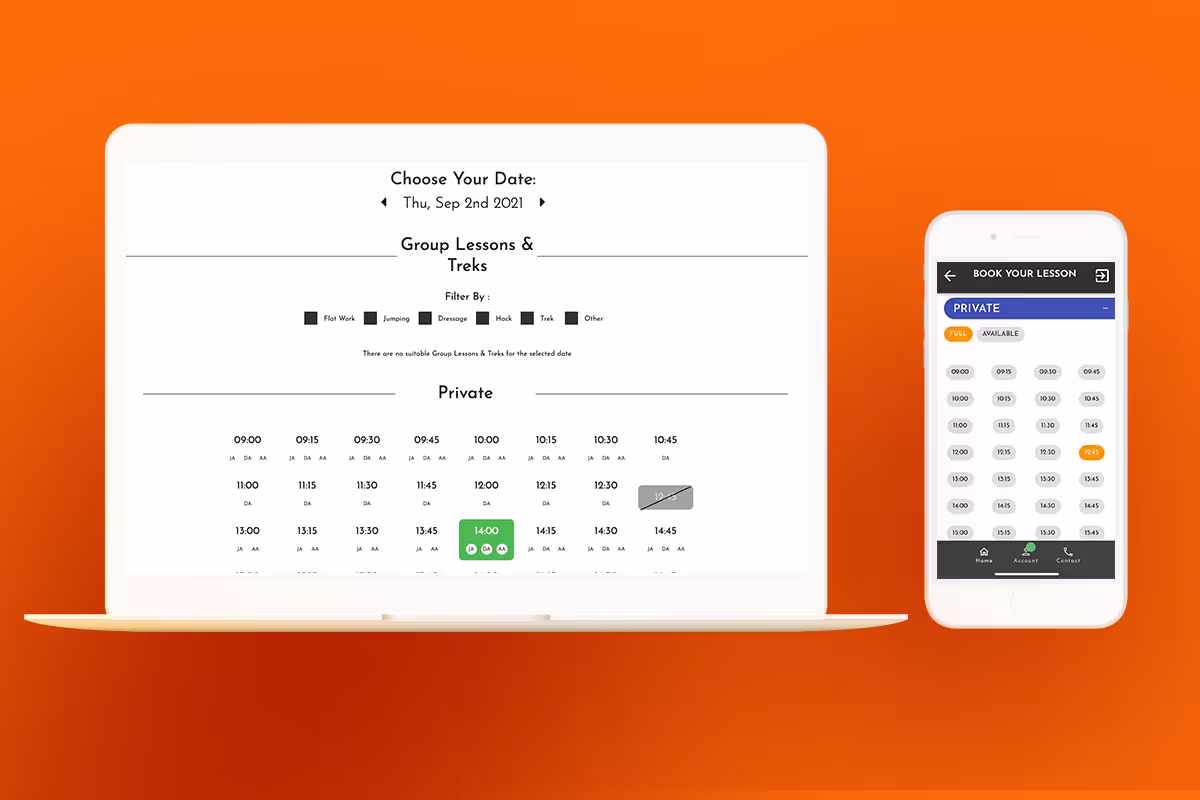 EC Pro online booking screen