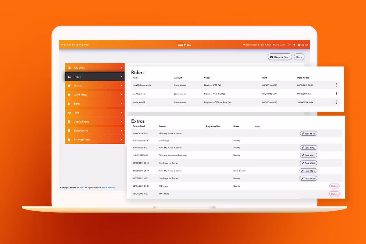 EC Pro reporting screen
